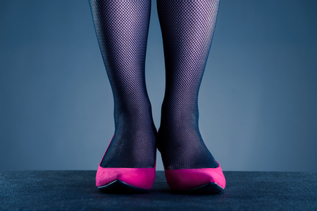 woman wearing pink high heelsの写真素材