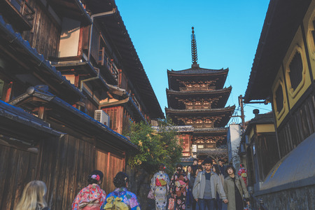 Kyoto,Japan - 13 March 2018 :Yasaka Pagoda at higashiyama district in Kyoto, Japanのeditorial素材