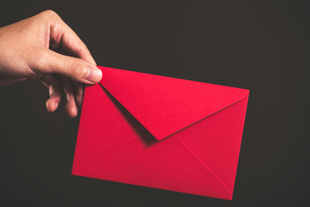 red letter and hand in studioの写真素材