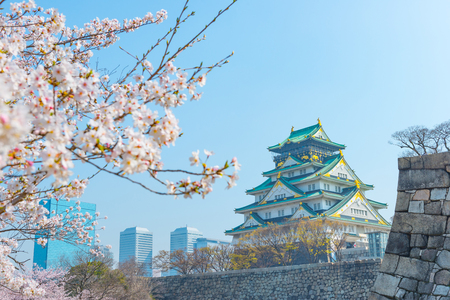 Osaka Castle and cherry blossomsのeditorial素材