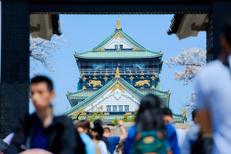 Osaka,Japan - March 28, 2018: Osaka Castle in Osaka, Japan. The castle is one of Japan's most famous landmarks.のeditorial素材
