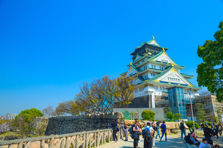 Osaka,Japan - March 28, 2018: Osaka Castle in Osaka, Japan. The castle is one of Japan's most famous landmarks.のeditorial素材