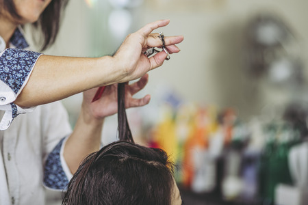 hand of the person who is haircuttingの写真素材