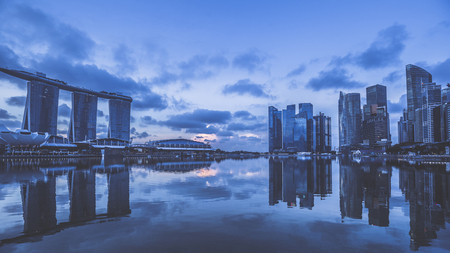 SINGAPORE, May 17,2018 : View of Singapore skylines.Financial District buildings and Marina bay sand.のeditorial素材