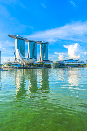 SINGAPORE, May 16,2018 : View of Singapore skylines.Financial District buildings and Marina bay sand.のeditorial素材