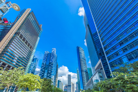 Singapore city skyline of business district downtownのeditorial素材