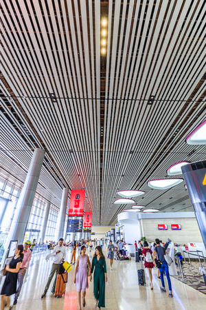 Changi, Singapore - May 15,2018: Changi Airport in Singapore.It is the primary civilian airport for Singapore, and one of the largest transportation hubs in Southeast Asia.のeditorial素材