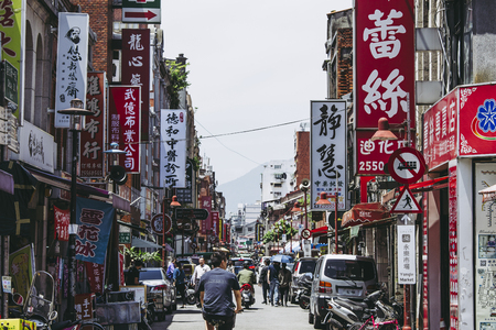 taipei,taiwan - May 10,2018 : Dihua St, Datong District, Taipei in Taiwan.The most popular grocery market for shopping Chinese New Year's goods.のeditorial素材