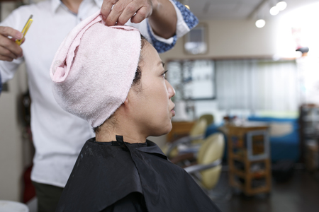 Women and beauty salon shampooの写真素材