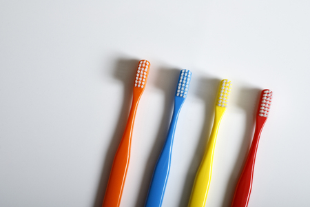 White background and toothbrushの写真素材