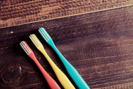 Wooden table and toothbrush