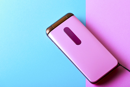 Pink color mobile phoneの写真素材