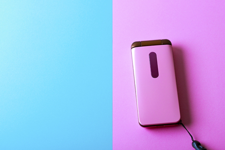 Pink color mobile phoneの写真素材