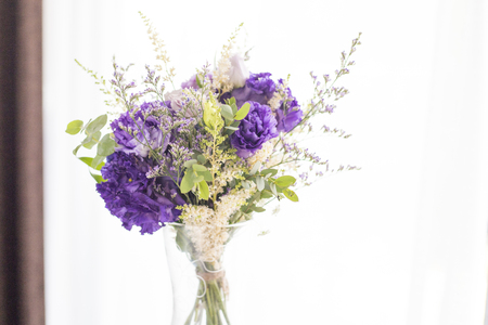 Purple carnation bouquetの写真素材