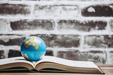 Books and the globeの写真素材