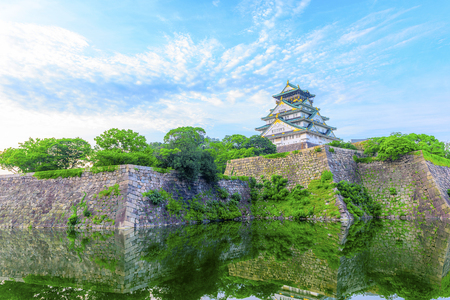 Osaka,Japan - July 13, 2018: Osaka Castle in Osaka, Japan. The castle is one of Japan's most famous landmarks.のeditorial素材