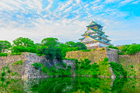 Osaka,Japan - July 13, 2018: Osaka Castle in Osaka, Japan. The castle is one of Japan's most famous landmarks.のeditorial素材