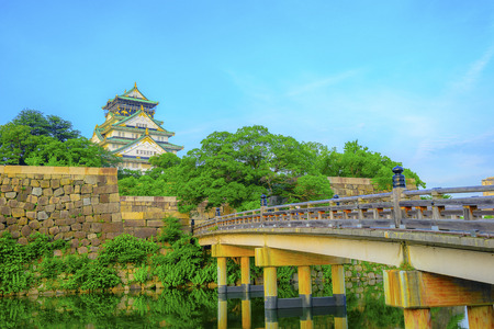 Osaka,Japan - July 13, 2018: Osaka Castle in Osaka, Japan. The castle is one of Japan's most famous landmarks.のeditorial素材