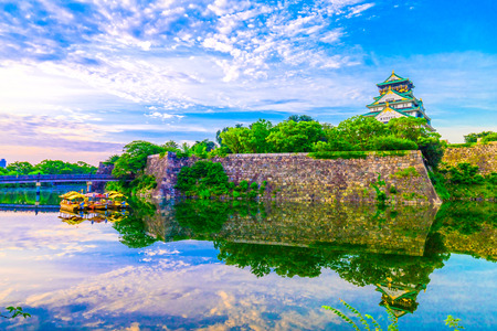 Osaka,Japan - July 13, 2018: Osaka Castle in Osaka, Japan. The castle is one of Japan's most famous landmarks.のeditorial素材