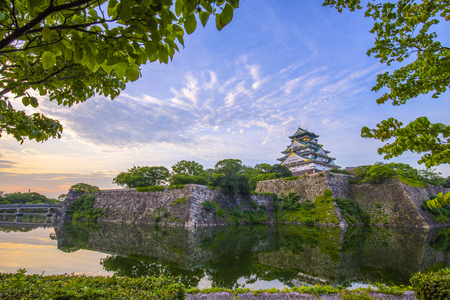 Osaka,Japan - July 13, 2018: Osaka Castle in Osaka, Japan. The castle is one of Japan's most famous landmarks.のeditorial素材