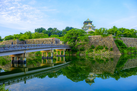 Osaka,Japan - July 13, 2018: Osaka Castle in Osaka, Japan. The castle is one of Japan's most famous landmarks.のeditorial素材