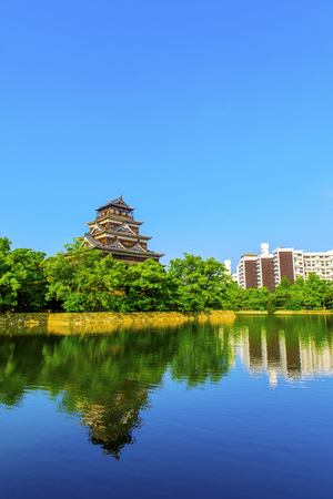 Hiroshima,Japan - July 25,2018 - Hiroshima Castle, called Carp Castle, was a castle in Hiroshima, Japan.The castle was constructed in the 1590s.のeditorial素材