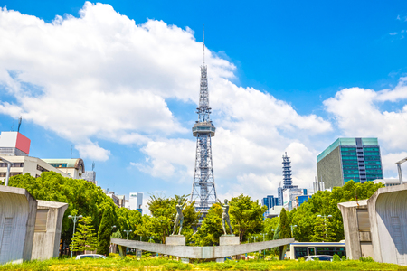 Nagoya,Japan - July 31,2018 - Cityscape of Nagoya with Nagoya TV Tower in Odori Park in Sakae,Nagoya, Aichi, Japan.のeditorial素材