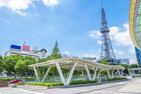 Nagoya,Japan - July 31,2018 - Cityscape of Nagoya with Nagoya TV Tower in Odori Park in Sakae,Nagoya, Aichi, Japan.のeditorial素材