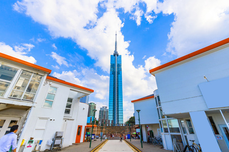 Fukuoka,Japan - July 20,2018 -  Fukuoka tower in Japan.This tower of 234 meters above sea level is the tallest beach tower in Japan.のeditorial素材