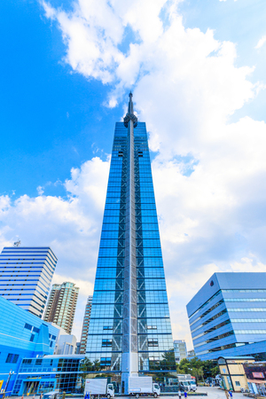 Fukuoka,Japan - July 20,2018 -  Fukuoka tower in Japan.This tower of 234 meters above sea level is the tallest beach tower in Japan.のeditorial素材