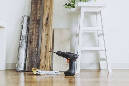 diy tools and wood boardの写真素材