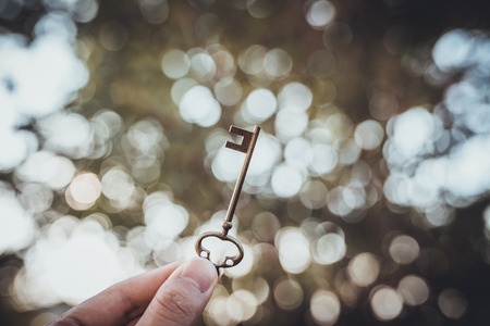 Green blur background and keysの写真素材