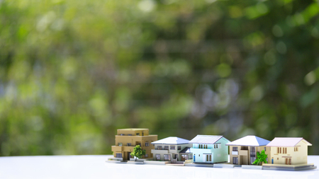 Green background and residential modelの写真素材