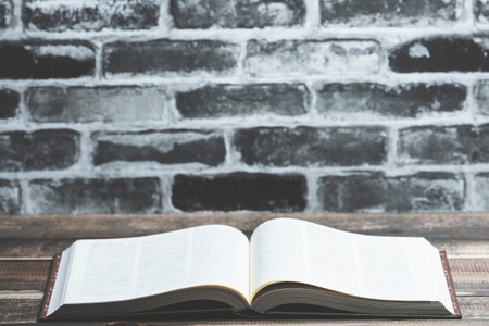 Brick background and book
