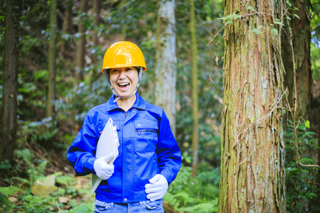 Asian women working with forestryの写真素材