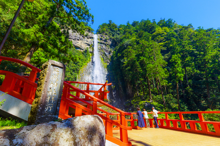 Pagoda of Seiganto-ji Temple at Nachi Katsuura with Nachi fall,Wakayama Japanのeditorial素材