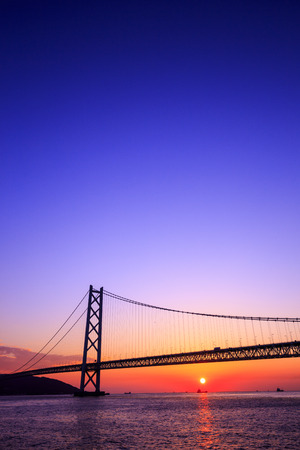 Akashi Kaikyo Bridge at Kobe Hyogo,Japanの写真素材