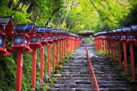 Kyoto, Japan - October 16, 2018: Kifune Shrine is a Shinto shrine located at Sakyo-ku in Kyoto, Japan.Kifune Shrine is dedicated to the god of water.のeditorial素材