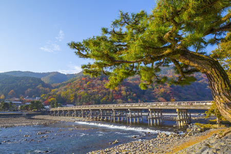 Kyoto, Japan - November 27, 2018: Togetsukyo Bridge in Arashiyama Kyoto Japan.のeditorial素材