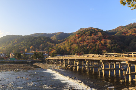 Kyoto, Japan - November 27, 2018: Togetsukyo Bridge in Arashiyama Kyoto Japan.のeditorial素材
