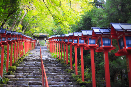 Kyoto, Japan - October 16, 2018: Kifune Shrine is a Shinto shrine located at Sakyo-ku in Kyoto, Japan.Kifune Shrine is dedicated to the god of water.のeditorial素材