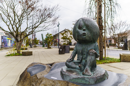 Tottori, Japan - December 18, 2018: Mizuki Shigeru Road at Sakaiminato, Tottori, Japan.Shigeru Mizuki is a Japanese manga anime writer, most known for Gegege no Kitaro.のeditorial素材