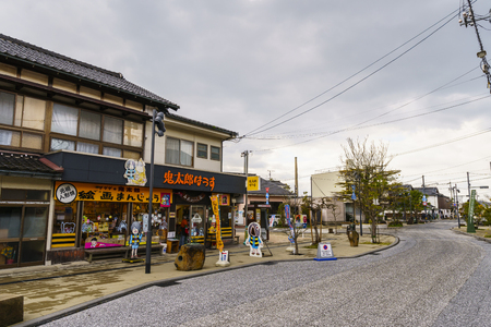 Tottori, Japan - December 18, 2018: Mizuki Shigeru Road at Sakaiminato, Tottori, Japan.Shigeru Mizuki is a Japanese manga anime writer, most known for Gegege no Kitaro.