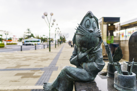 Tottori, Japan - December 18, 2018: Mizuki Shigeru Road at Sakaiminato, Tottori, Japan.Shigeru Mizuki is a Japanese manga anime writer, most known for Gegege no Kitaro.のeditorial素材