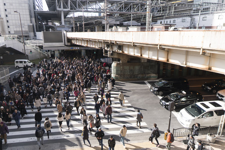 Osaka,Japan - December 15 2018:Osaka Station is a major railway station in Osaka's Umeda district that is served by a large number of local and interregional trainsのeditorial素材