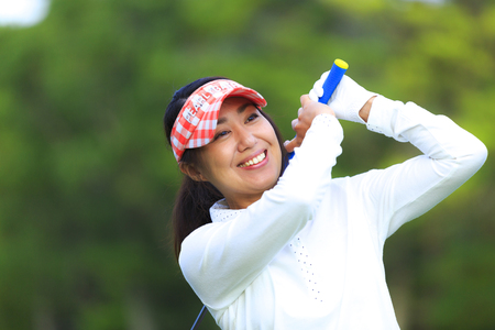 Asian woman golf beginnerの写真素材