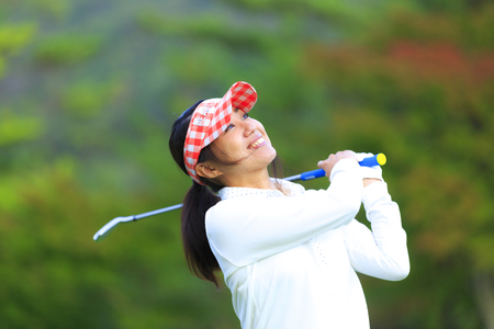 Asian woman golf beginnerの写真素材