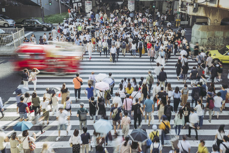 Osaka, Japan -  14 July 2018 - People walking crosswalk at Umeda in Osaka,Japan.のeditorial素材
