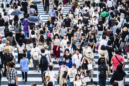 Osaka, Japan -  14 July 2018 - People walking crosswalk at Umeda in Osaka,Japan.のeditorial素材