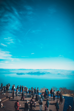 shiga,Japan - November 13,2017 : Biwa Lake Valley at Shiga Japan. Lake Biwa located at the centre of Shiga Prefecture, is the biggest lake in Japan.